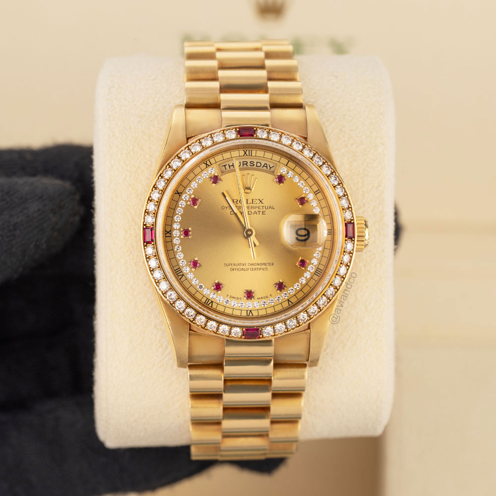 Rolex Day-Date 36, 18K Yellow Gold, Champagne Diamond Dial