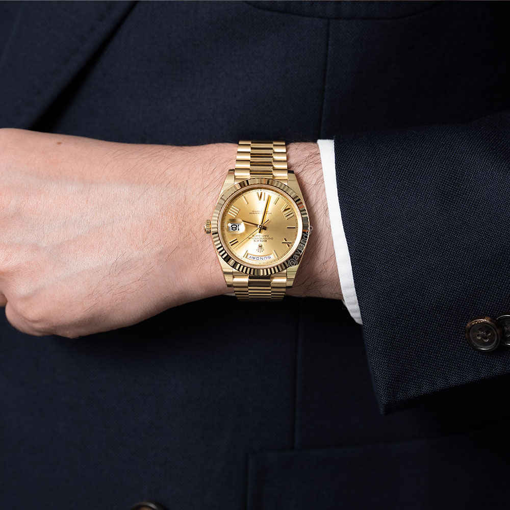 Rolex Day-Date 40, 18K Yellow Gold, Champagne Roman Dial