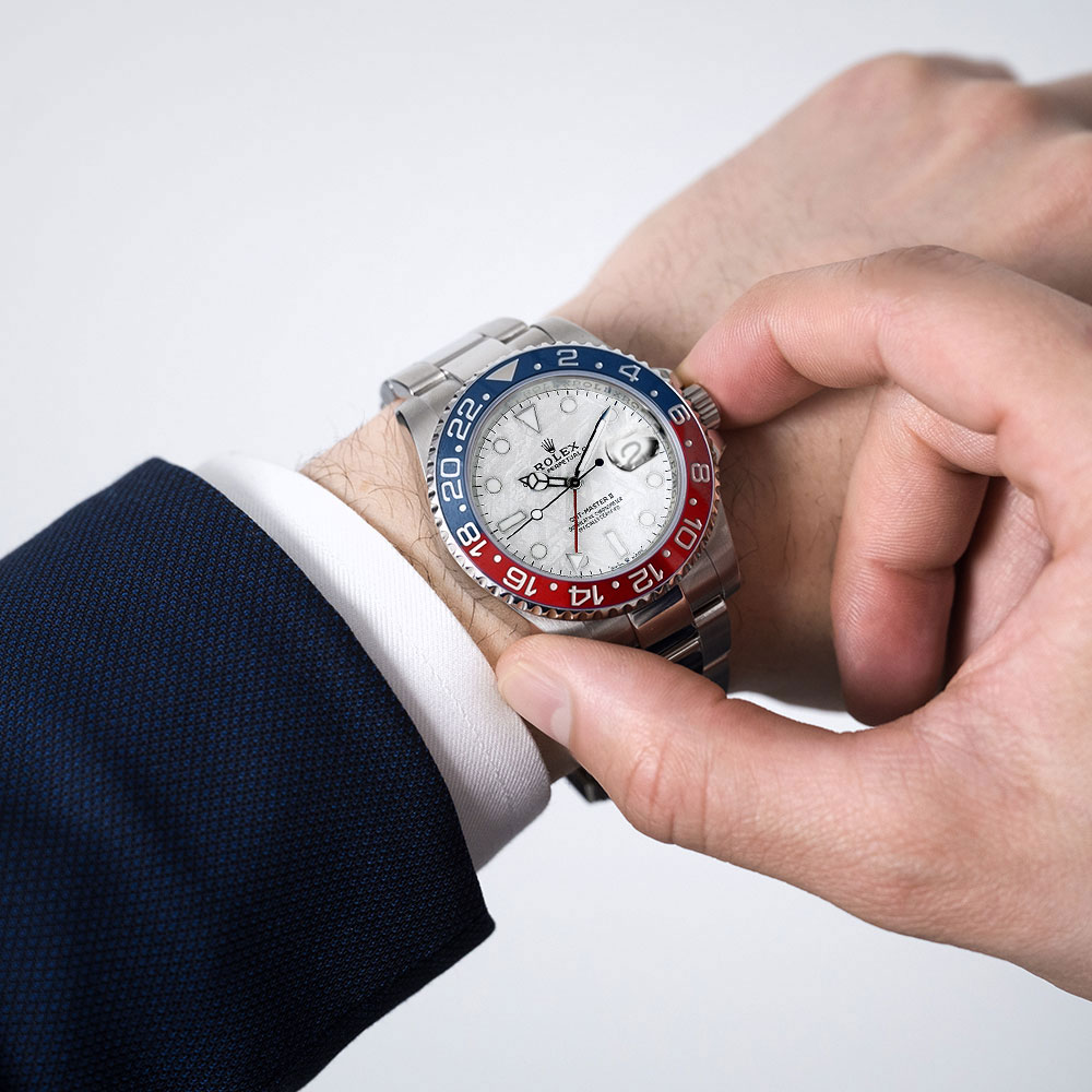 Rolex GMT-Master II, 18K white gold, meteorite dial