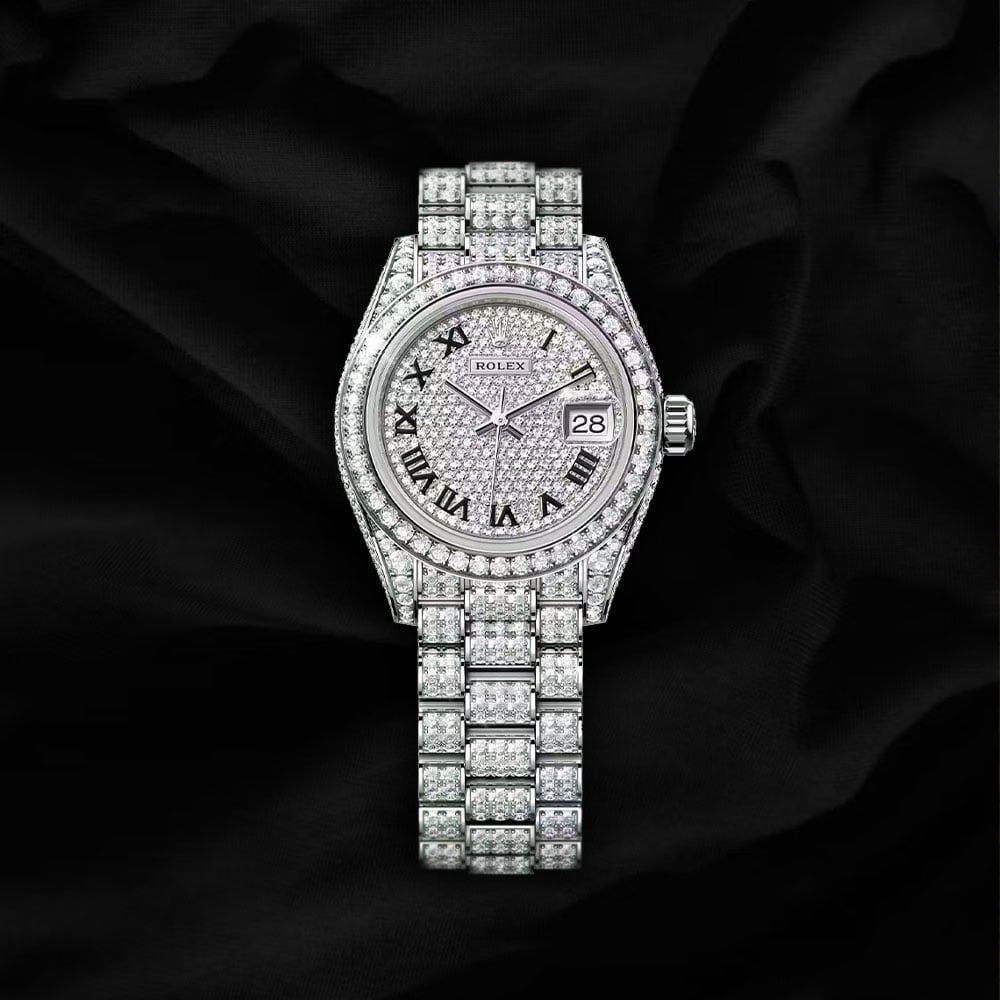 Rolex Lady-Datejust, 18K White Gold, Diamond Bezel, Diamond Dial, 28 mm