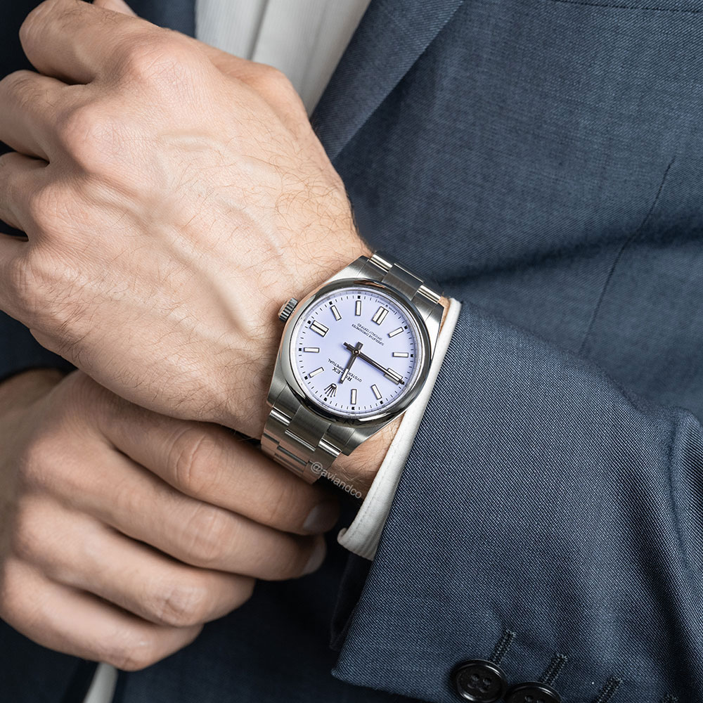 Rolex Oyster Perpetual 41, Stainless Steel, Lavender Index Dial, 41 mm