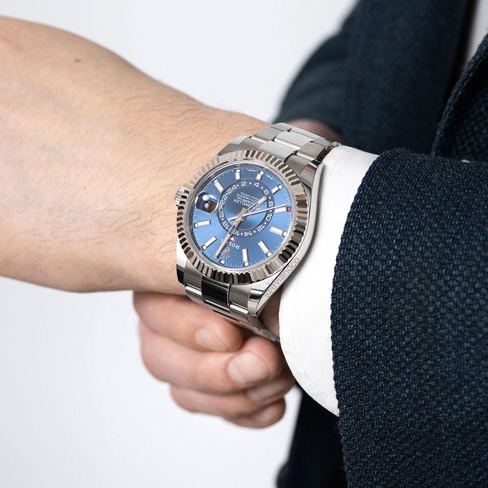 Rolex Sky-Dweller, Stainless Steel & 18K White Gold, Blue Index Dial, Oyster Bracelet, 42 mm