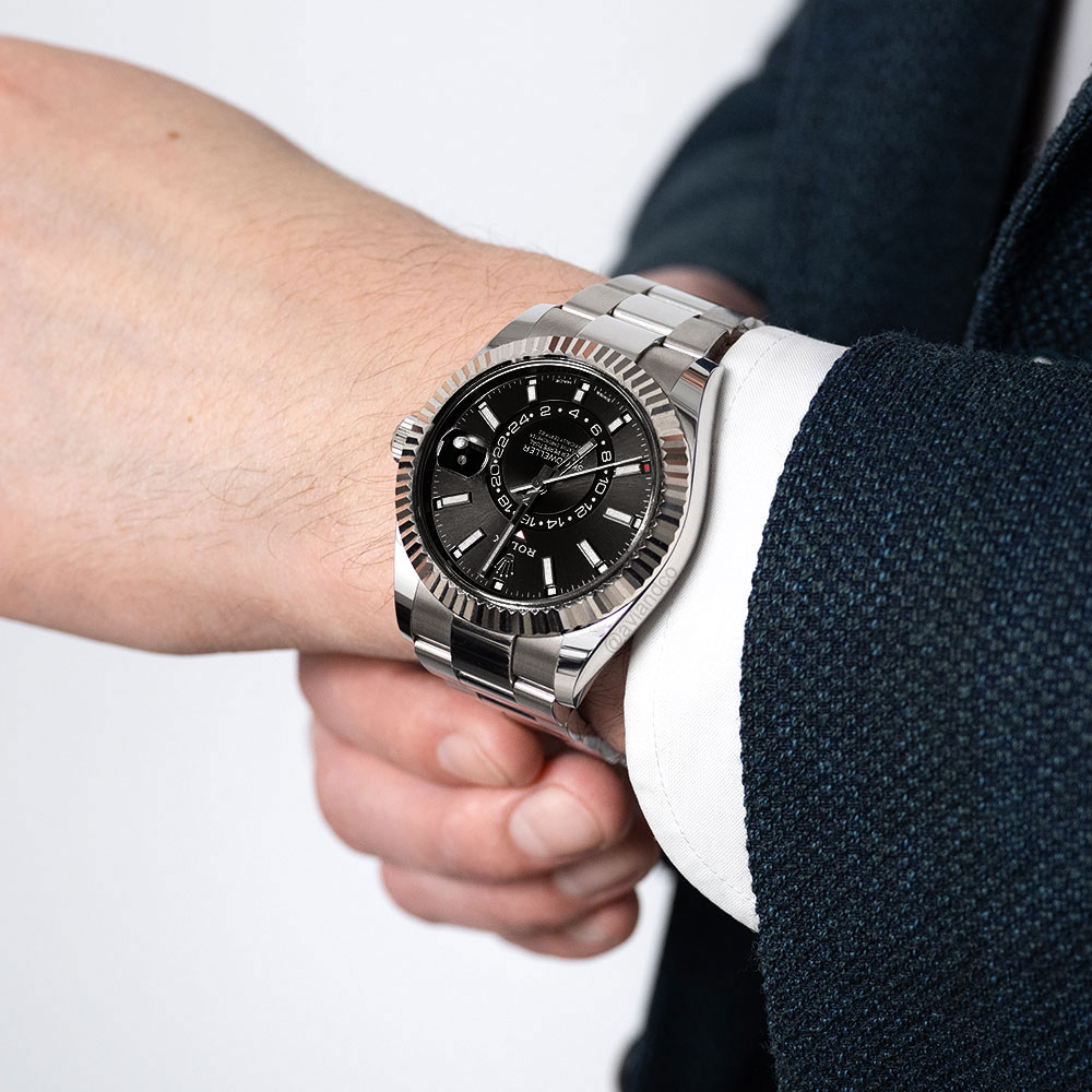 Rolex Sky-Dweller, Stainless Steel, Black Index Dial, Oyster Bracelet