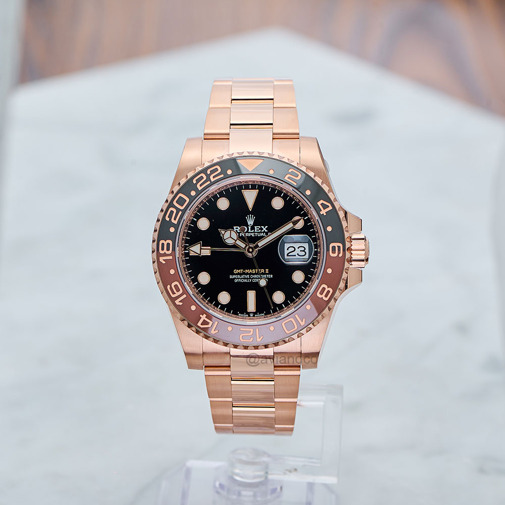 Rolex GMT-Master II “Root Beer,” 18K Rose Gold, Black Dial