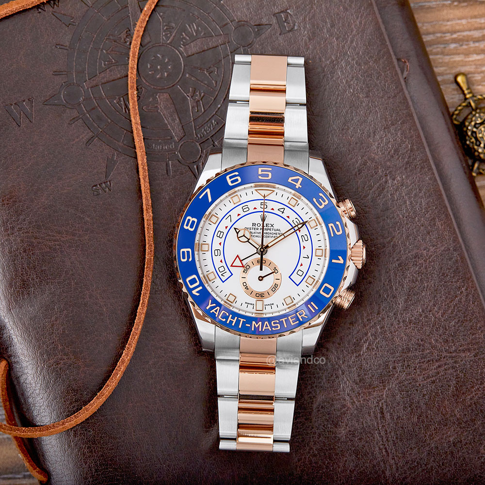 Rolex Yacht-Master II, Steel & 18K Rose Gold, White Dial