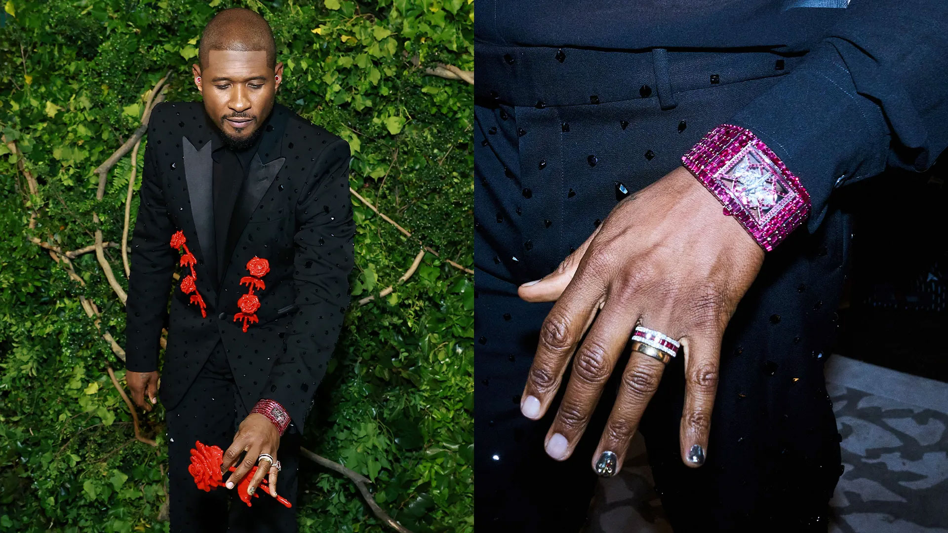 Usher’s ruby-studded Met Gala 2024 watch (Image via GQ)