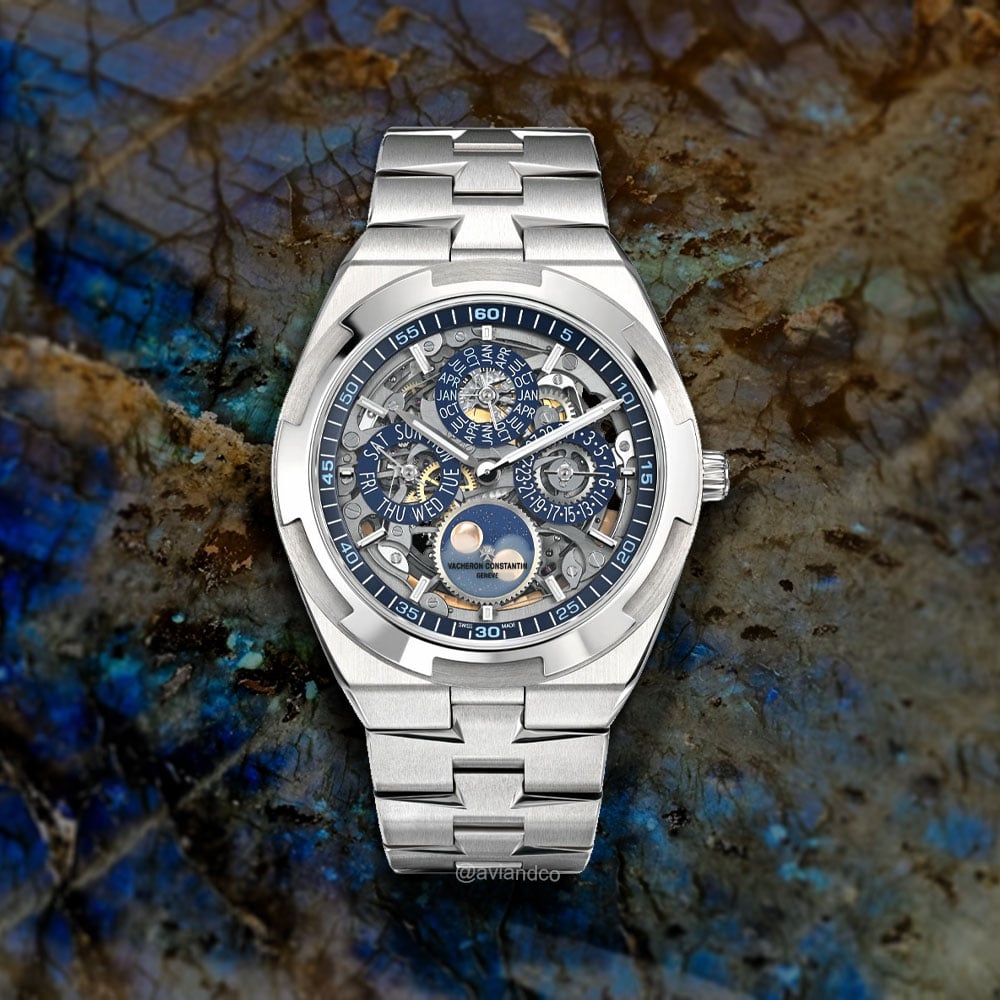 Vacheron Constantin Overseas, Perpetual Calendar, 18K White Gold, Skeleton Dial