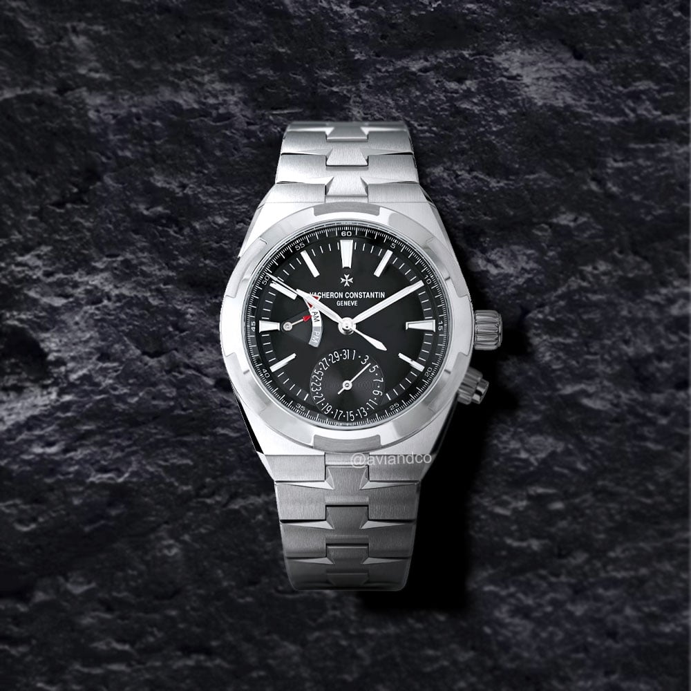 Vacheron Constantin Overseas, Dual Time, Stainless Steel, Black Index Dial, 41 mm