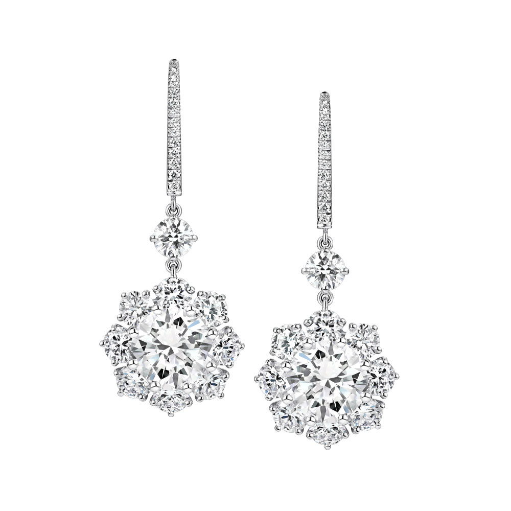 Avi & Co. Flower Drop Diamond Earrings