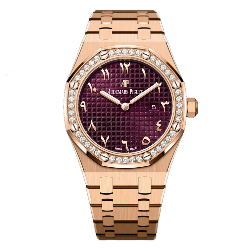 Audemars Piguet Royal Oak 67651OR Diamond Bezel 18K Rose Gold Purpl