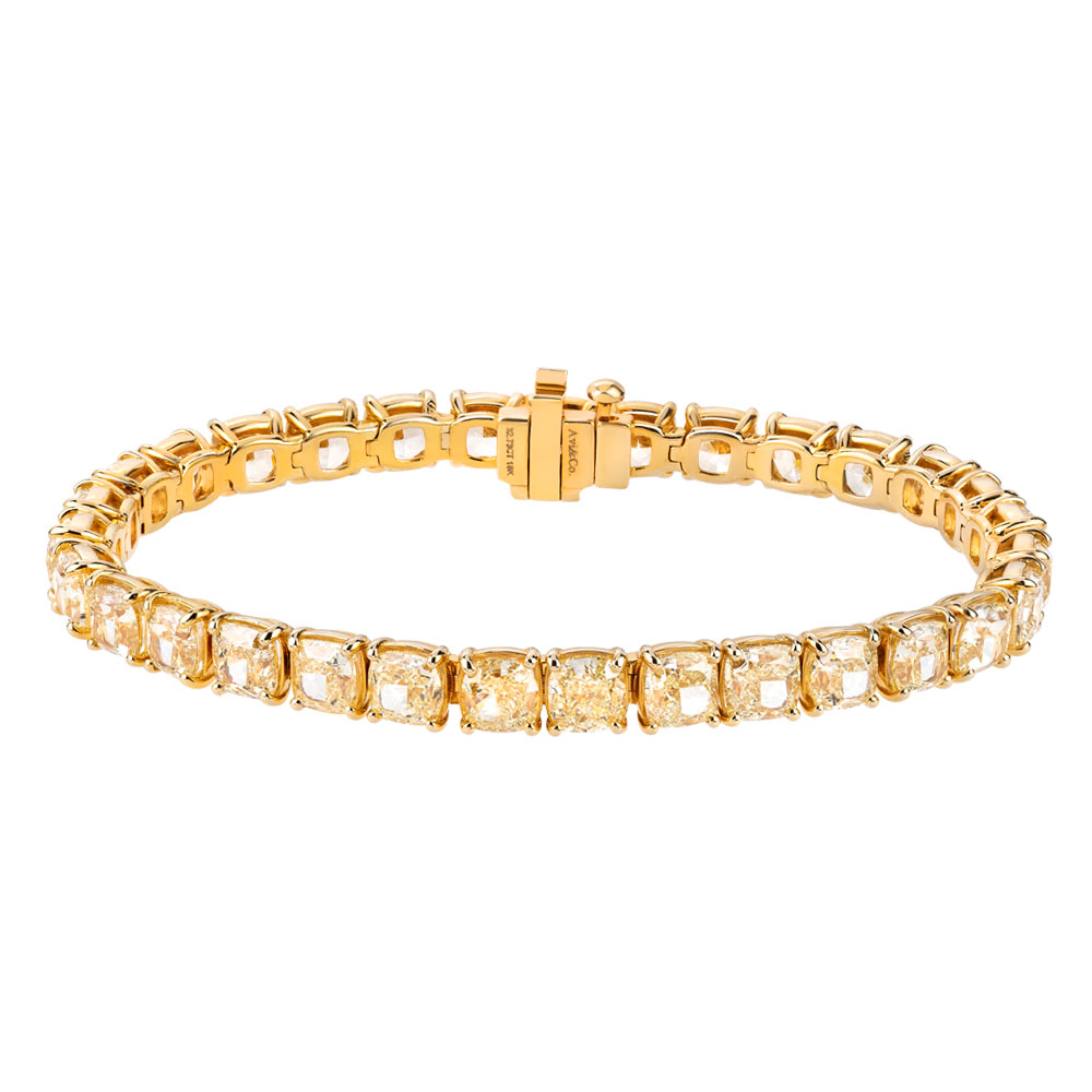 Avi & Co. Fancy Yellow Cushion Cut Line Bracelet