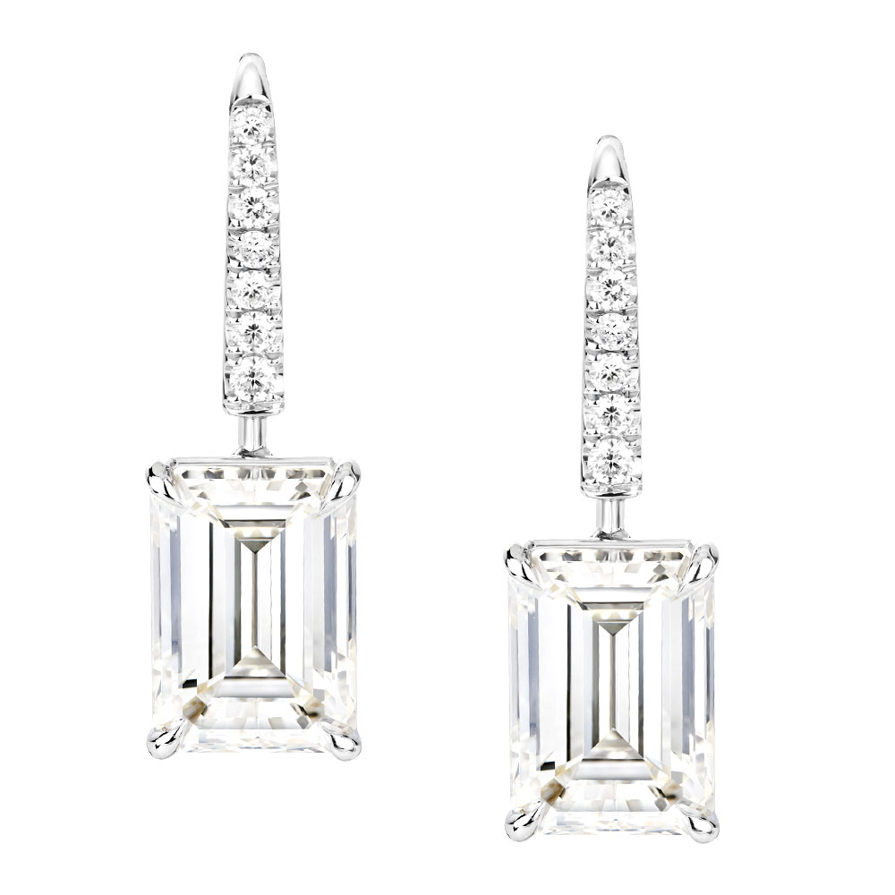 Avi & Co. Emerald Cut Diamond Drop Earrings