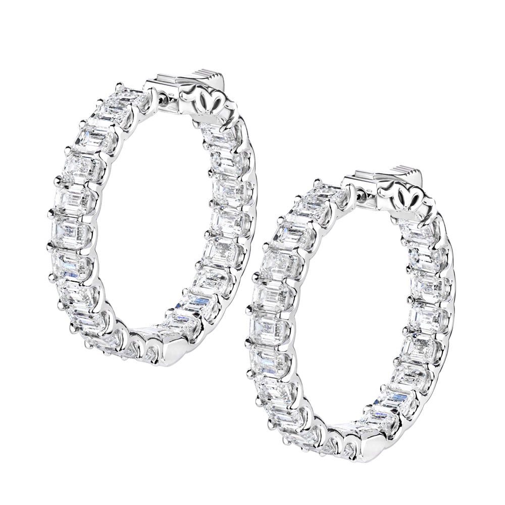 Avi & Co. Emerald Cut Diamond Hoop Earrings