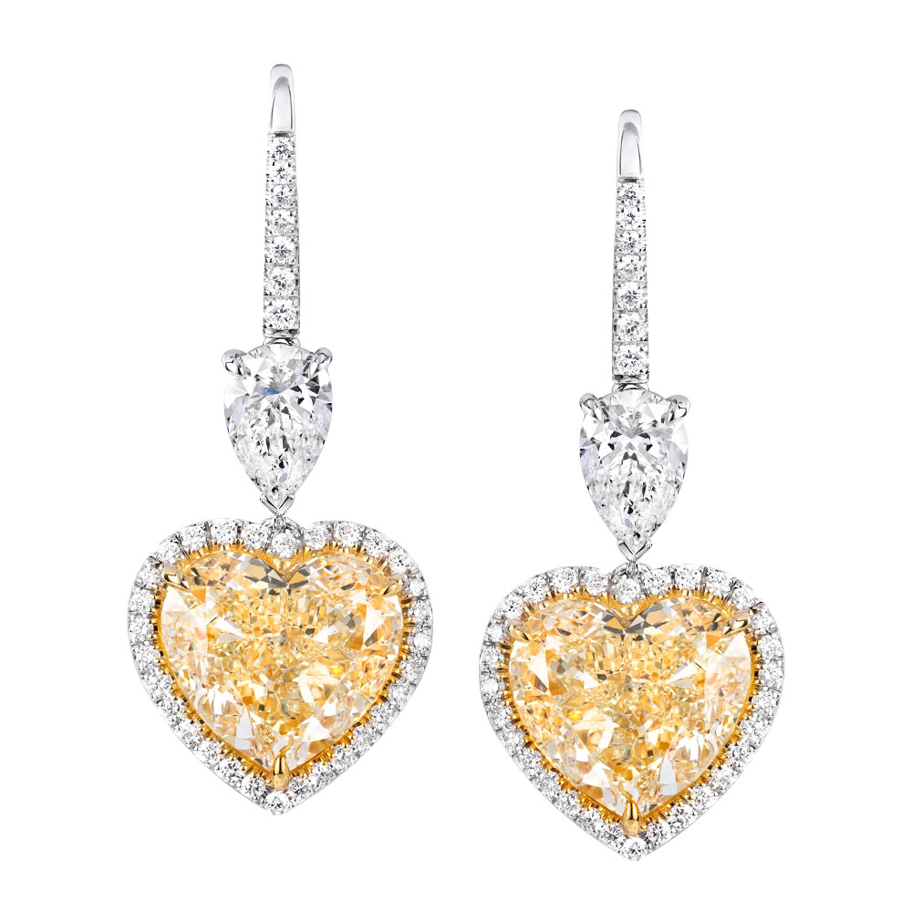 Avi & Co. Fancy Yellow Heart Drop Earrings