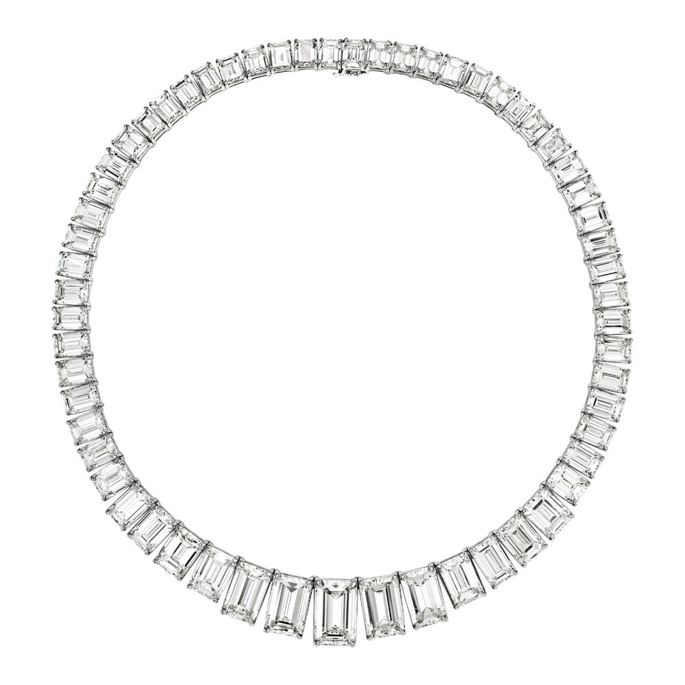 Avi & Co. Emerald Cut Diamond Graduated Necklace