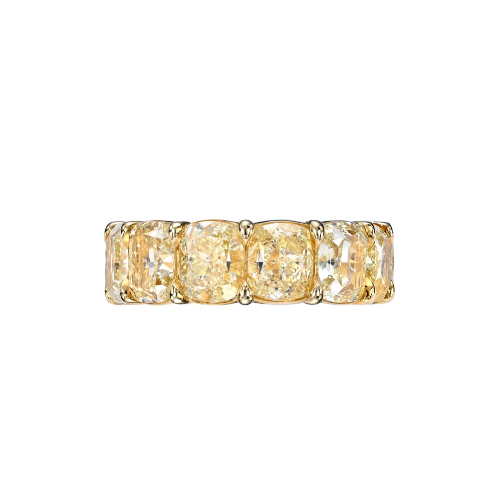 Avi & Co. Fancy Yellow Cushion Cut Eternity Band Ring
