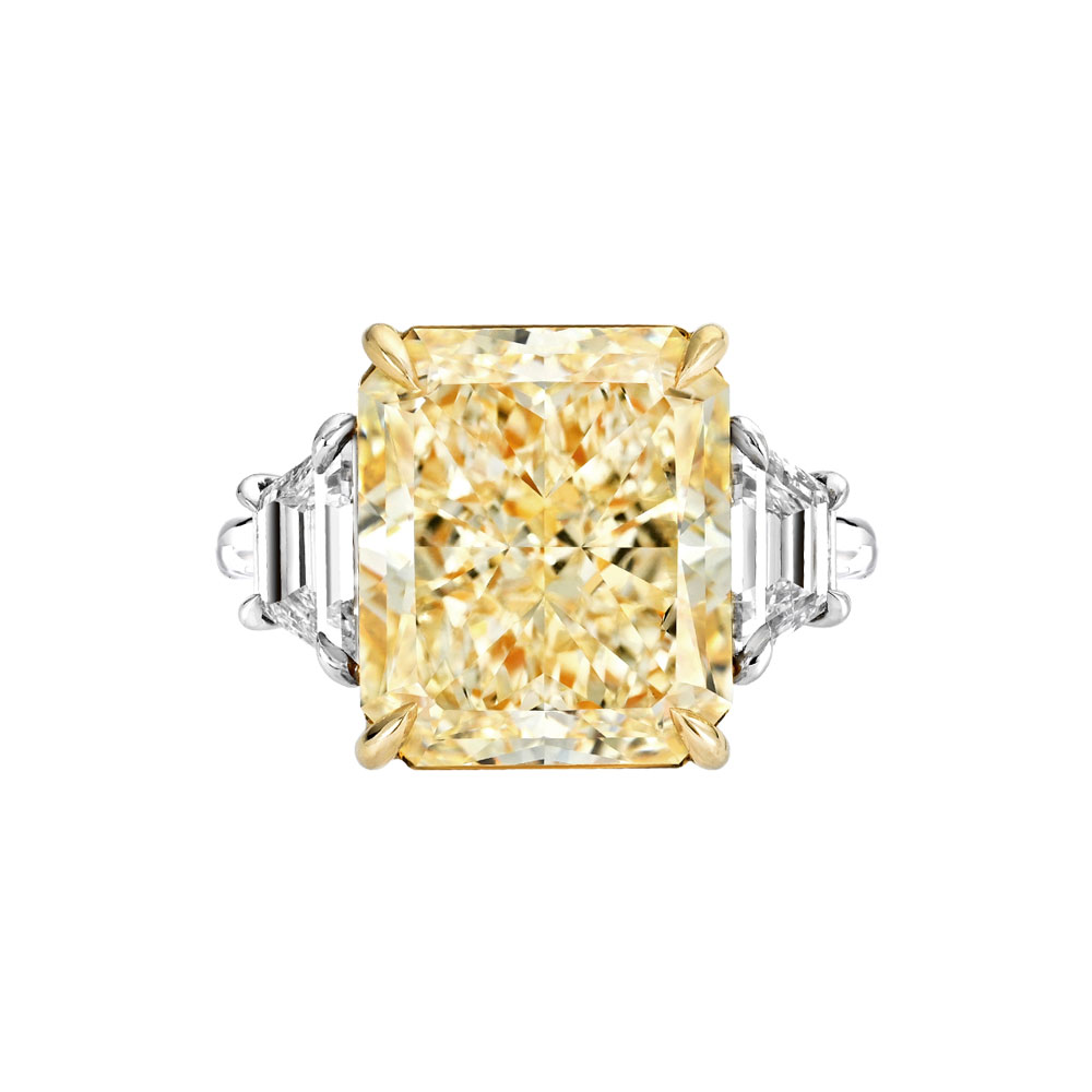 Avi & Co. Cushion & Trapezoid Cut Fancy Yellow Diamond Ring