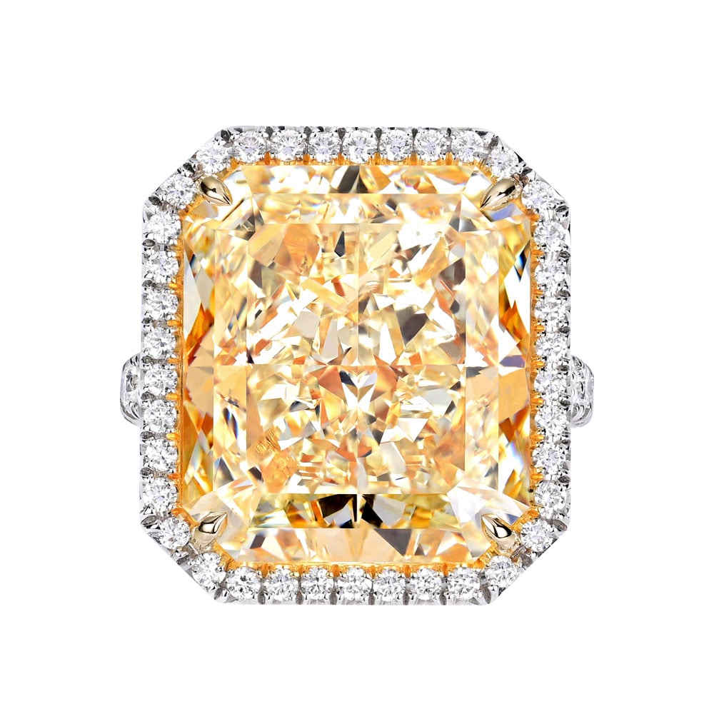 Avi & Co. Fancy Yellow Diamond Halo Ring